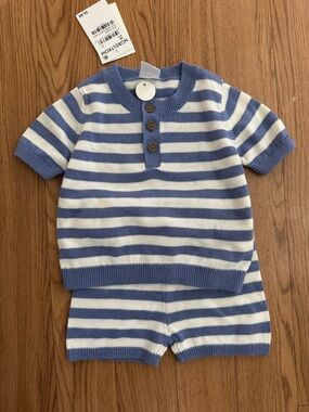 Nordstrom Striped Knit Two-Piece Set in Blue & White